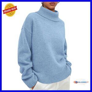 Chunky Knit Mock Turtleneck Sweater Women's Loose Fit Pullover